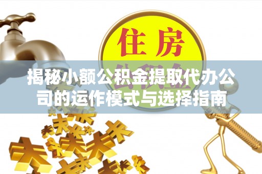 资讯揭秘小额公积金提取代办公司的运作模式与选择指南
